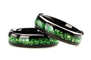 Luxusní wolframové prsteny s green Opalem